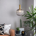 Striped Glass Pendant Light 1-Light Minimalist Lantern-Lighting > Pendant Lights-casanuva-Smoke Gray-B-220V-240V-casanuva