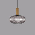 Striped Glass Pendant Light 1-Light Minimalist Lantern-Lighting > Pendant Lights-casanuva-Smoke Gray-C-100V-120V-casanuva