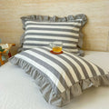 Striped Lace Pillowcases with Ruffles in Assorted Colors-Bedding & Bath > Pillowcases-casanuva-Ash Gray-1 pc-casanuva