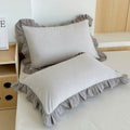 Striped Lace Pillowcases with Ruffles in Assorted Colors-Bedding & Bath > Pillowcases-casanuva-Ash Mist-1 pc-casanuva