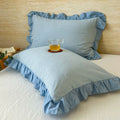 Striped Lace Pillowcases with Ruffles in Assorted Colors-Bedding & Bath > Pillowcases-casanuva-Blue Pinstripe-1 pc-casanuva