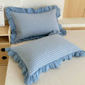 Striped Lace Pillowcases with Ruffles in Assorted Colors-Bedding & Bath > Pillowcases-casanuva-Bluebell Whisper-1 pc-casanuva