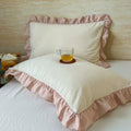 Striped Lace Pillowcases with Ruffles in Assorted Colors-Bedding & Bath > Pillowcases-casanuva-Blush Pinstripe-1 pc-casanuva
