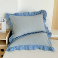 Striped Lace Pillowcases with Ruffles in Assorted Colors-Bedding & Bath > Pillowcases-casanuva-Cloudy Sky-1 pc-casanuva