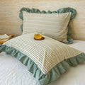 Striped Lace Pillowcases with Ruffles in Assorted Colors-Bedding & Bath > Pillowcases-casanuva-Meadow Cream-1 pc-casanuva