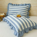 Striped Lace Pillowcases with Ruffles in Assorted Colors-Bedding & Bath > Pillowcases-casanuva-Sky Charm-1 pc-casanuva