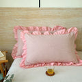 Striped Lace Pillowcases with Ruffles in Assorted Colors-Bedding & Bath > Pillowcases-casanuva-Soft Rose-1 pc-casanuva