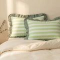 Striped Lace Pillowcases with Ruffles in Assorted Colors-Bedding & Bath > Pillowcases-casanuva-casanuva