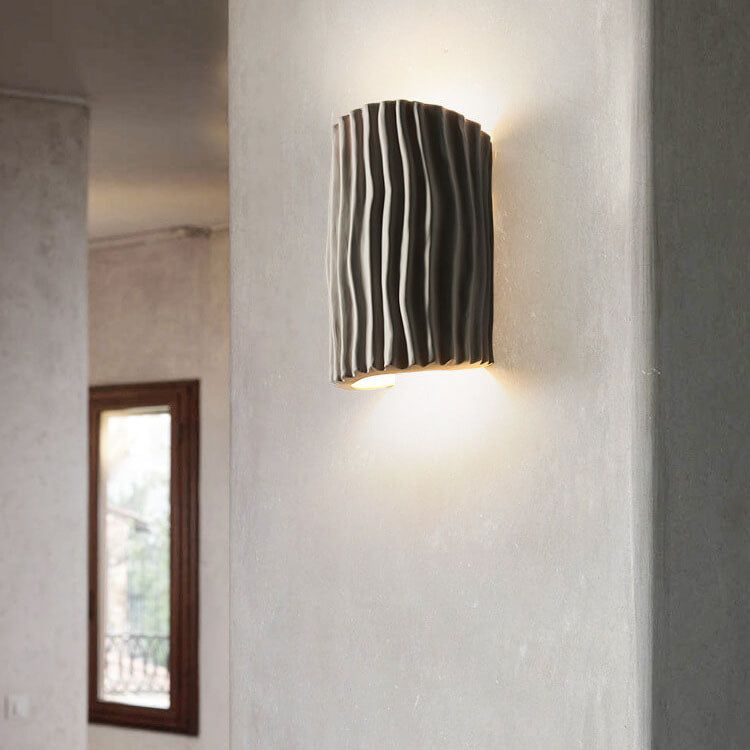 Striped Resin Half Cylinder Wall Sconce Lamp 2-Light-Lighting > Wall Lights-casanuva-Gray-100V-120V-casanuva