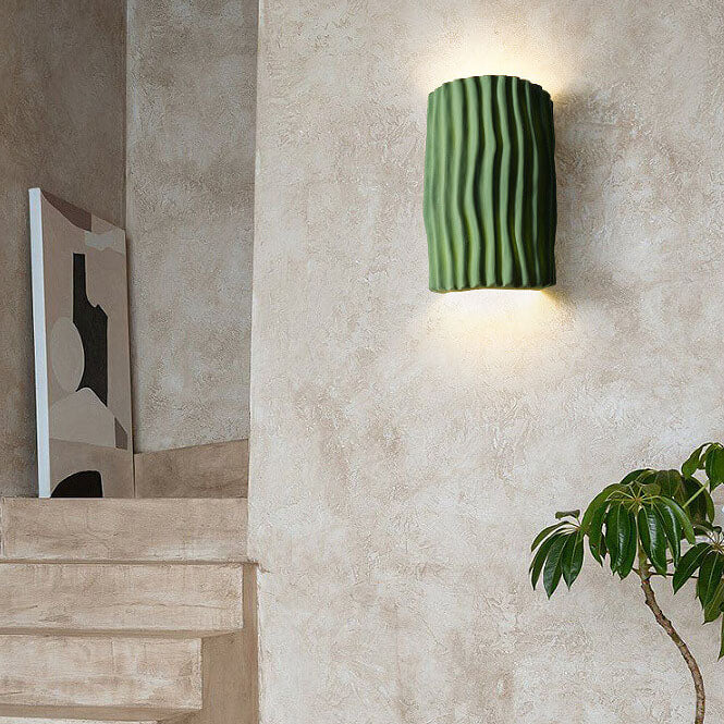 Striped Resin Half Cylinder Wall Sconce Lamp 2-Light-Lighting > Wall Lights-casanuva-Green-100V-120V-casanuva