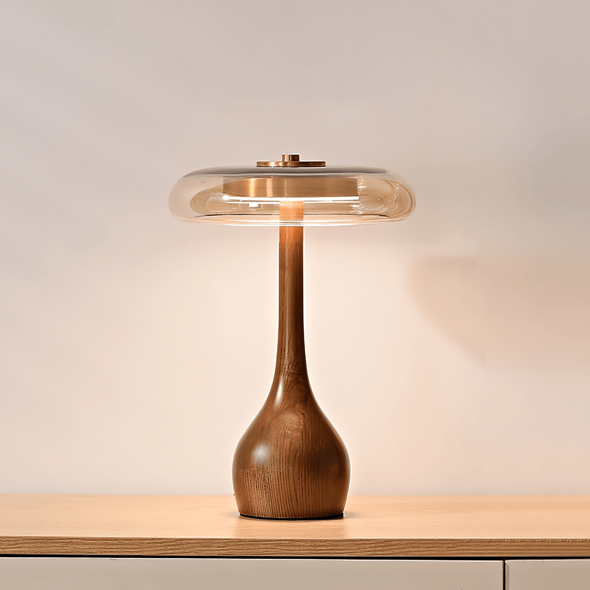Table Lamp with Fabric Shade-Lighting > Table Lamps-casanuva-8.7" x H 12.6"-Walnut color & Amber-US Plug-casanuva