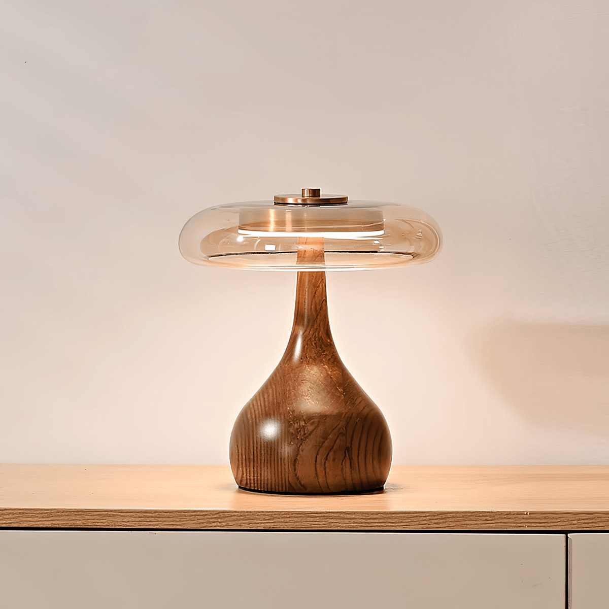 Table Lamp with Fabric Shade-Lighting > Table Lamps-casanuva-8.7" x H 9.8"-Walnut color & Amber-US Plug-casanuva