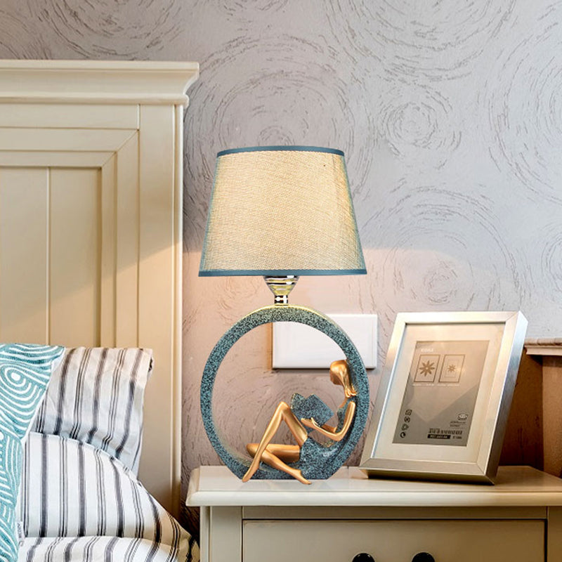 Table Lamp with Round Base and Sitting Figurine-Lighting > Table Lamps-casanuva-casanuva