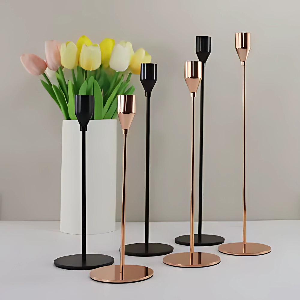 Tall Candle Holder Set in Chic Design-Home Decor > Candle Holders-casanuva-casanuva