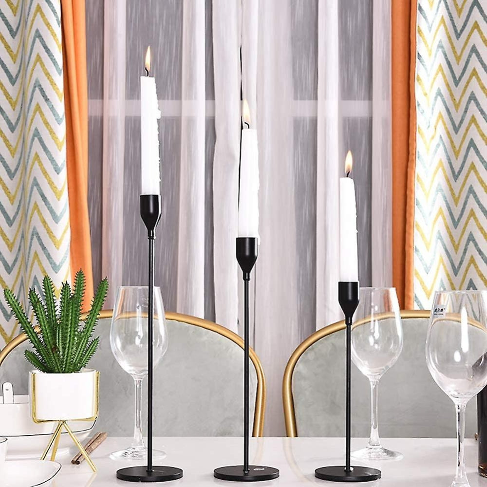 Tall Candle Holder Set in Chic Design-Home Decor > Candle Holders-casanuva-Black-casanuva