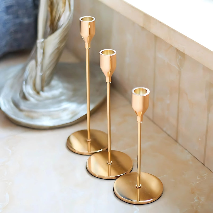 Tall Candle Holder Set in Chic Design-Home Decor > Candle Holders-casanuva-Gold-casanuva
