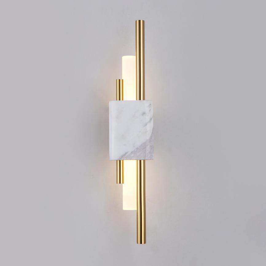 Tanto LED Wall Light-Lighting > Wall Lights-casanuva-3.9" x H 19.7"-White Marble & Gold-Warm Light-casanuva