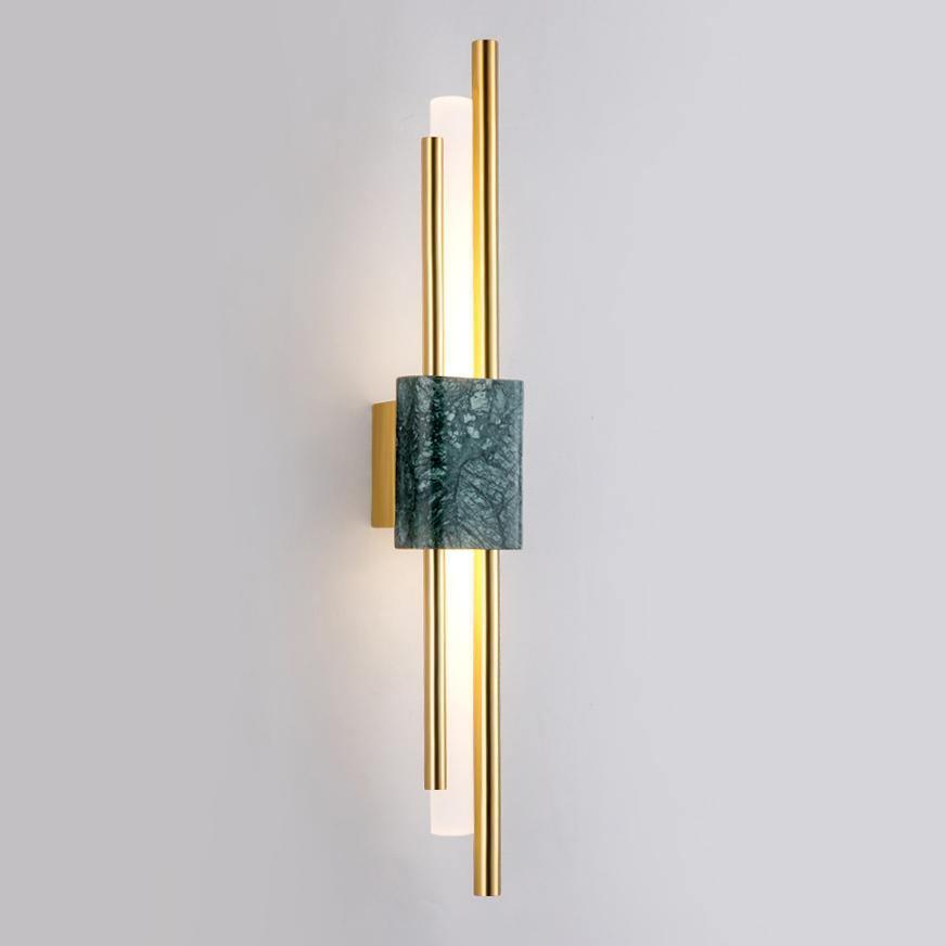 Tanto LED Wall Light-Lighting > Wall Lights-casanuva-3.9" x H 23.6"-Green Marble & Gold-Warm Light-casanuva
