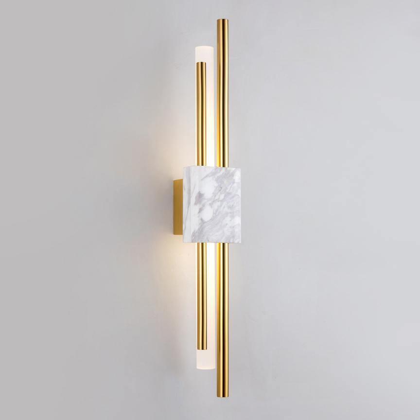 Tanto LED Wall Light-Lighting > Wall Lights-casanuva-3.9" x H 23.6"-White Marble & Gold-Warm Light-casanuva
