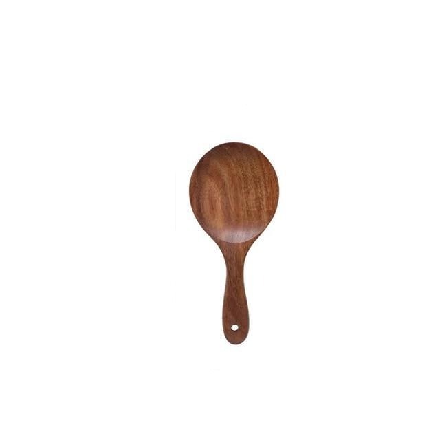 Teak Wood Kitchen Utensil Set Natural Finish-Kitchen & Dining > Cooking Utensils-casanuva-Serving spoon-casanuva