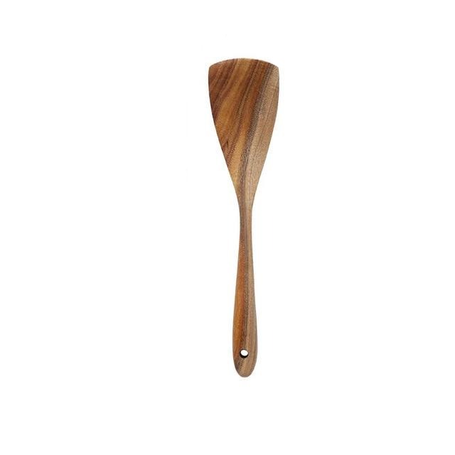 Teak Wood Kitchen Utensil Set Natural Finish-Kitchen & Dining > Cooking Utensils-casanuva-Spatula-casanuva