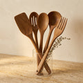 Teak Wood Kitchen Utensil Set Natural Finish-Kitchen & Dining > Cooking Utensils-casanuva-casanuva