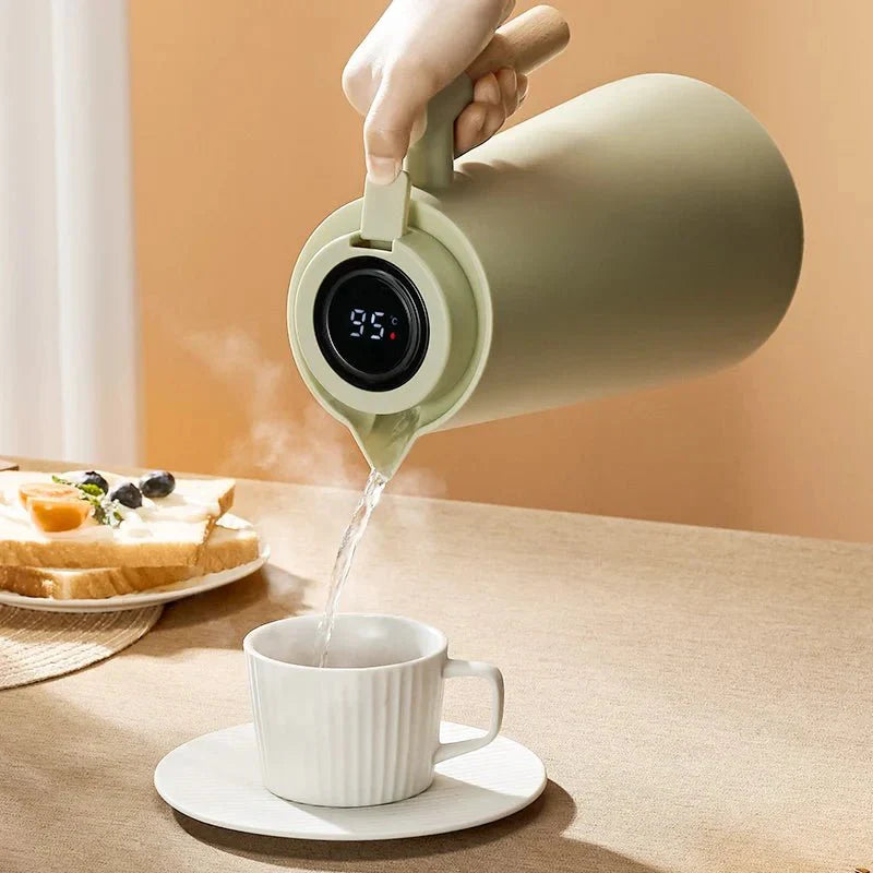 Thermal Jug with LED Temperature Display and Wooden Handle-Kitchen & Dining > Coffee & Tea-casanuva-casanuva