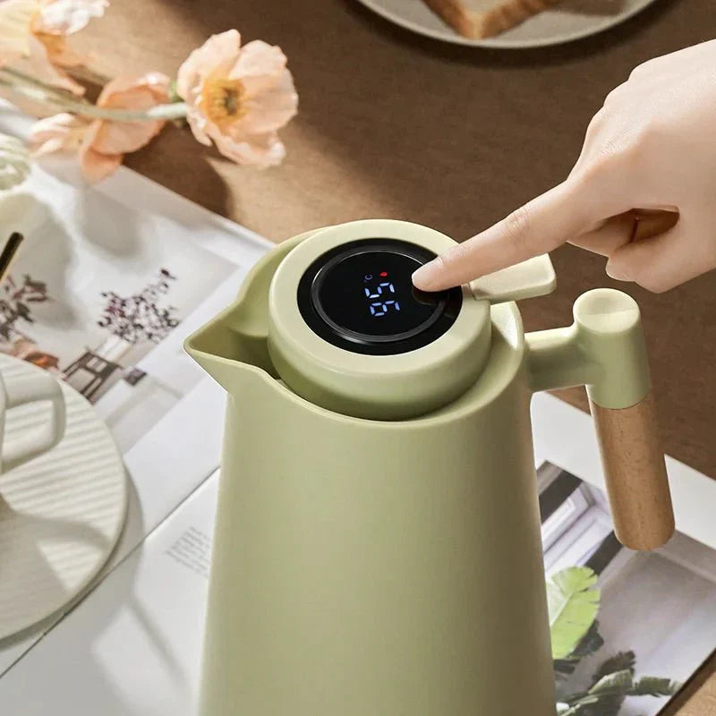 Thermal Jug with LED Temperature Display and Wooden Handle-Kitchen & Dining > Coffee & Tea-casanuva-casanuva