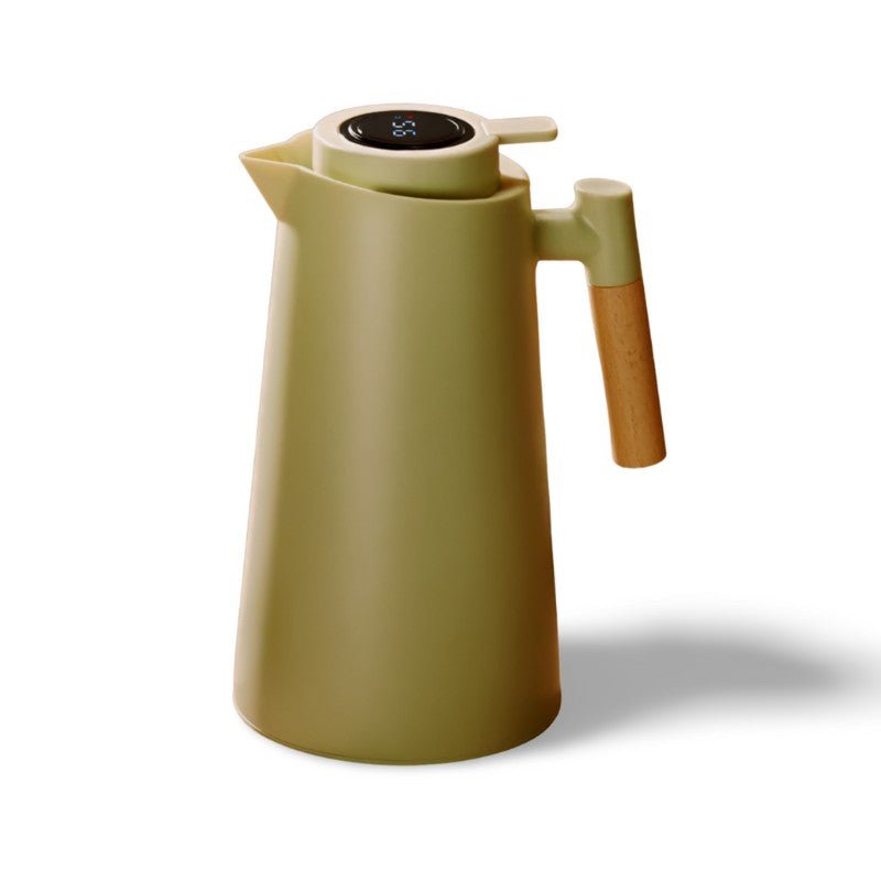 Thermal Jug with LED Temperature Display and Wooden Handle-Kitchen & Dining > Coffee & Tea-casanuva-Cyan-5cm-casanuva