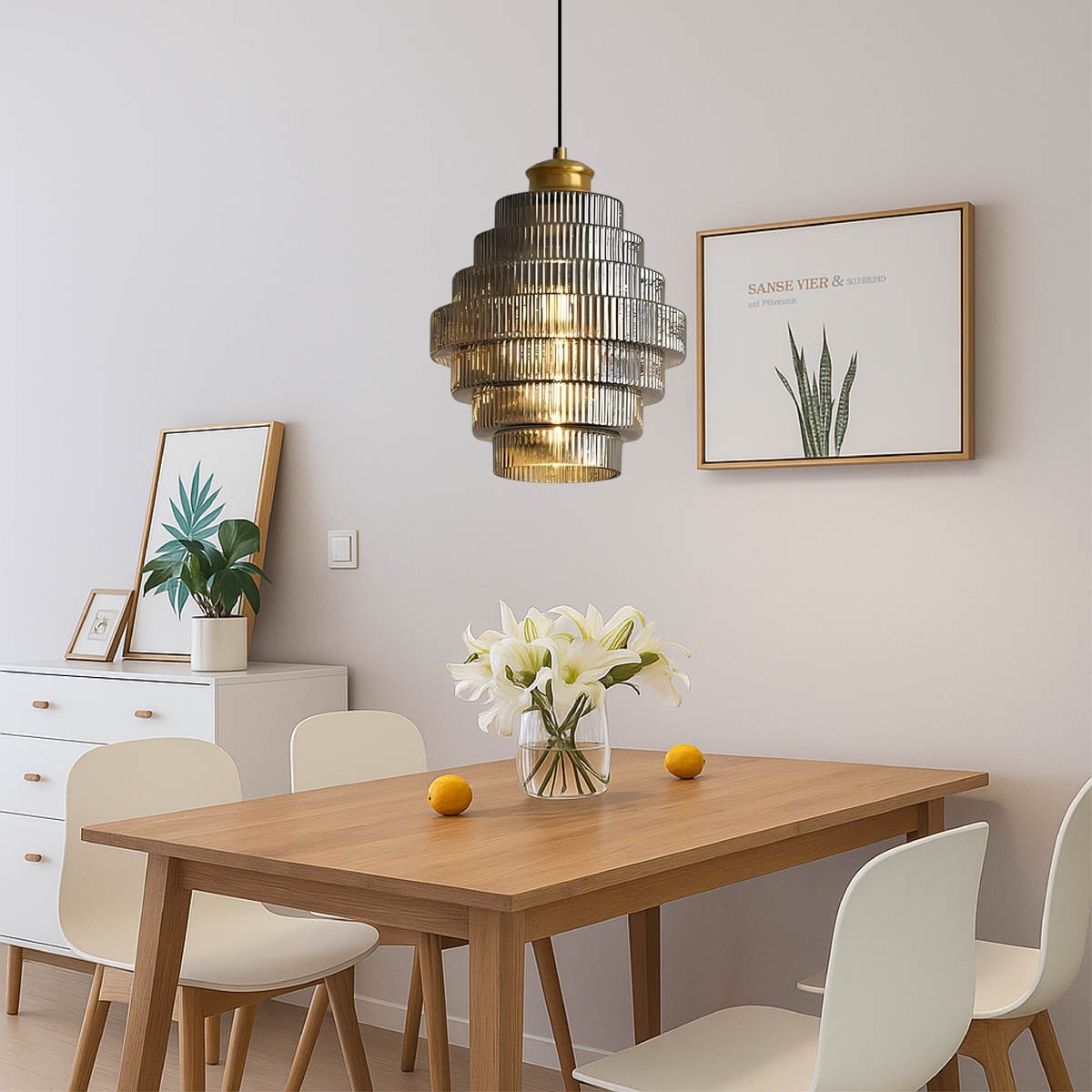 Tiered Glass Pendant Lamp-Lighting > Pendant Lights-casanuva-casanuva