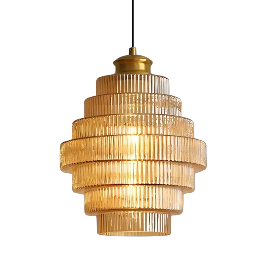 Tiered Glass Pendant Lamp-Lighting > Pendant Lights-casanuva-Amber-ø 22 x H 30 cm-casanuva