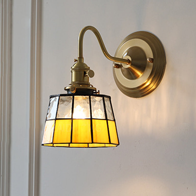 Tiffany Style Round Copper Glass Wall Sconce Lamp 1-Light-Lighting > Wall Lights-casanuva-casanuva