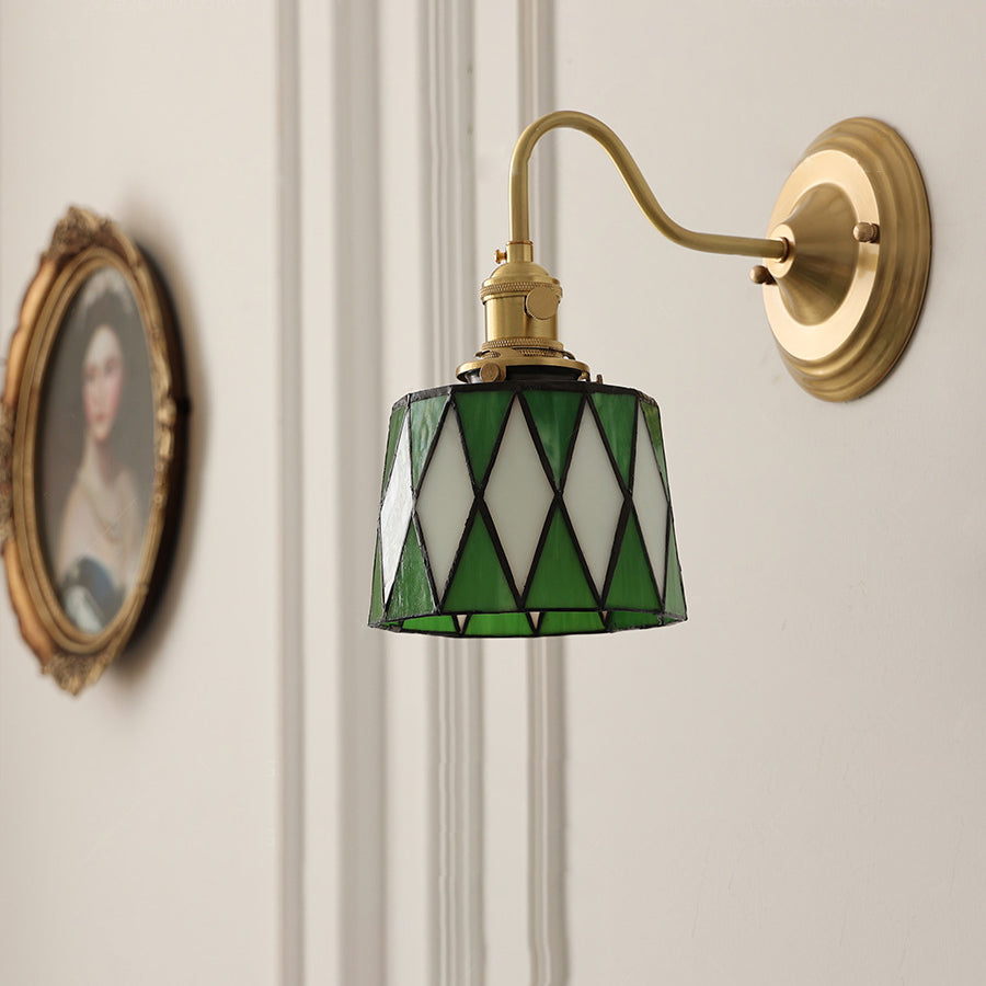 Tiffany Style Round Copper Glass Wall Sconce Lamp 1-Light-Lighting > Wall Lights-casanuva-casanuva