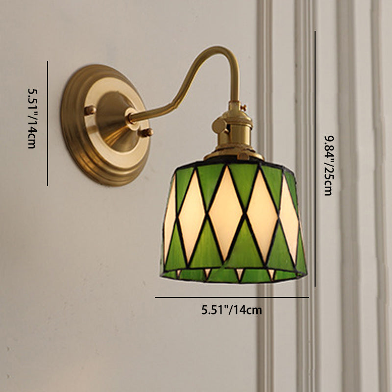 Tiffany Style Round Copper Glass Wall Sconce Lamp 1-Light-Lighting > Wall Lights-casanuva-casanuva