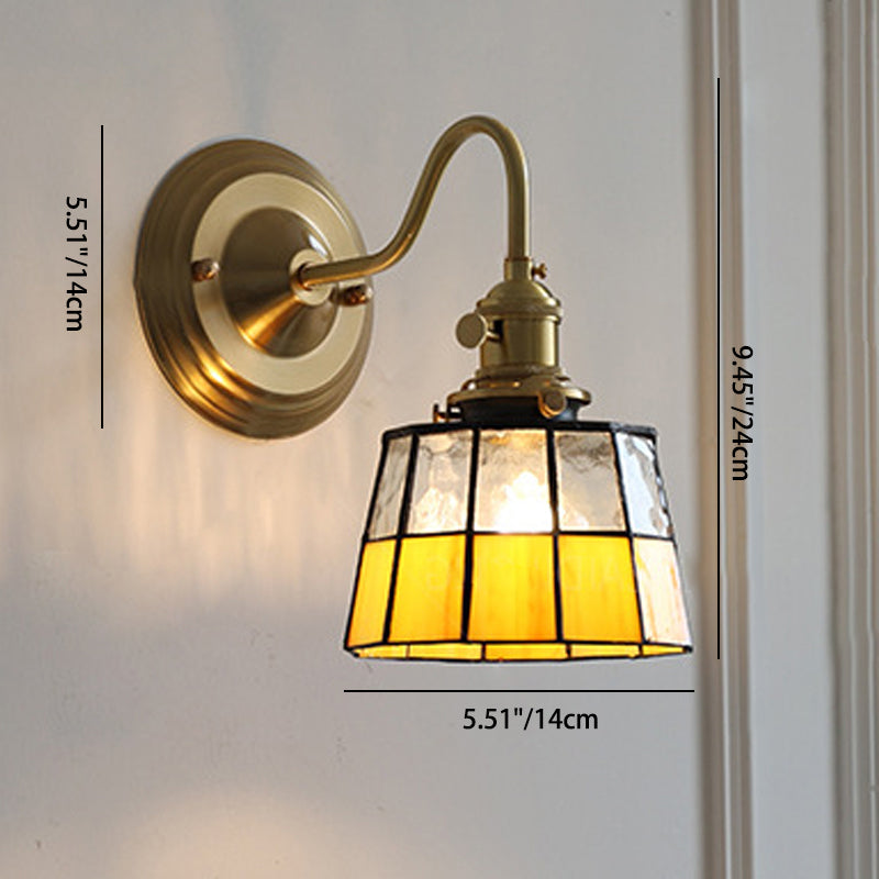Tiffany Style Round Copper Glass Wall Sconce Lamp 1-Light-Lighting > Wall Lights-casanuva-casanuva