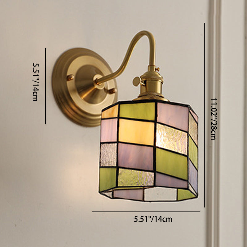 Tiffany Style Round Copper Glass Wall Sconce Lamp 1-Light-Lighting > Wall Lights-casanuva-casanuva