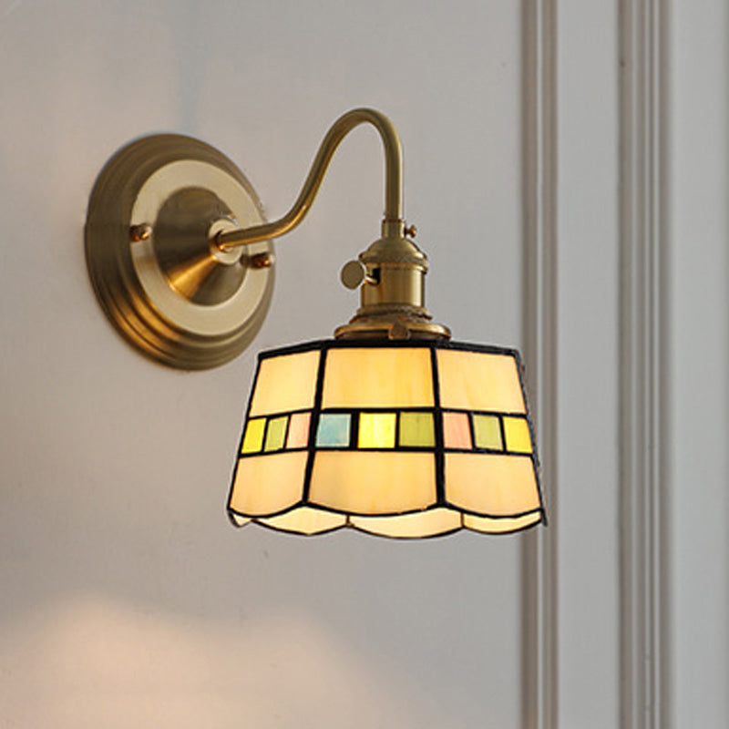 Tiffany Style Round Copper Glass Wall Sconce Lamp 1-Light-Lighting > Wall Lights-casanuva-D-100V-120V-casanuva
