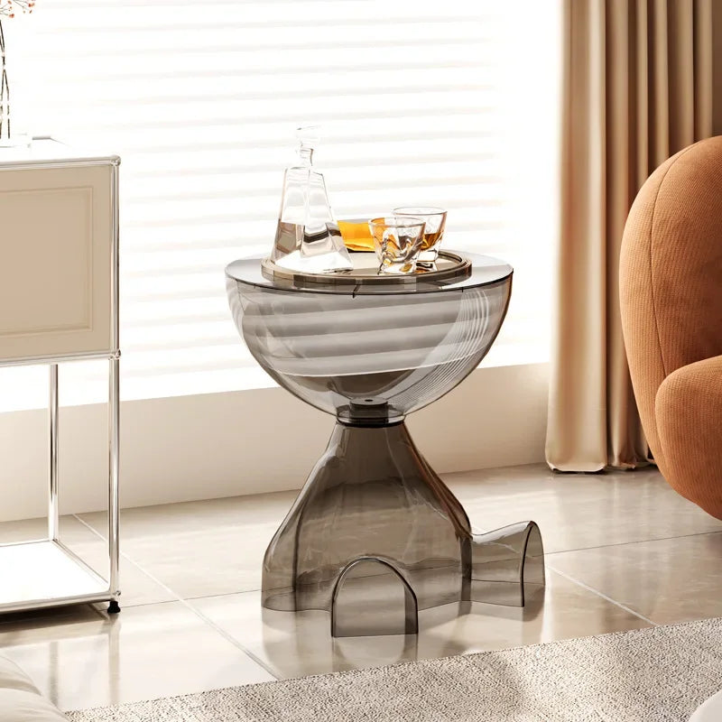Transparent Plastic Side Table Compact Lightweight Space-Saving Design-Furniture > Side Tables-casanuva-Gray-casanuva