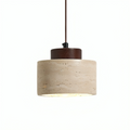 Travertine Stone Pendant Light Fixture-Lighting > Pendant Lights-casanuva-Dark wood-casanuva