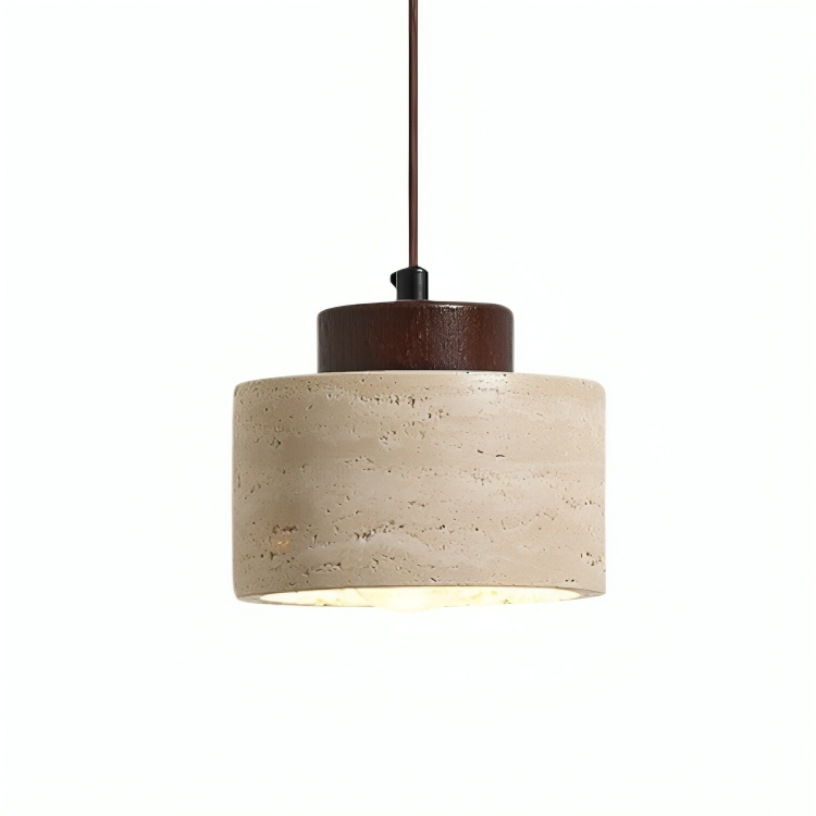 Travertine Stone Pendant Light Fixture-Lighting > Pendant Lights-casanuva-Dark wood-casanuva