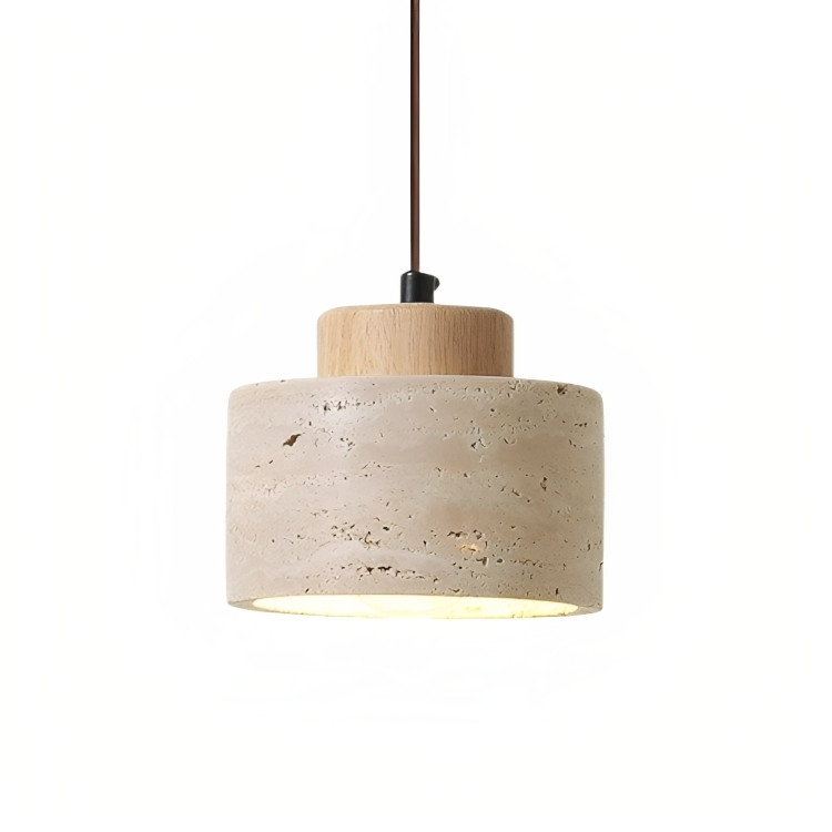 Travertine Stone Pendant Light Fixture-Lighting > Pendant Lights-casanuva-Light wood-casanuva