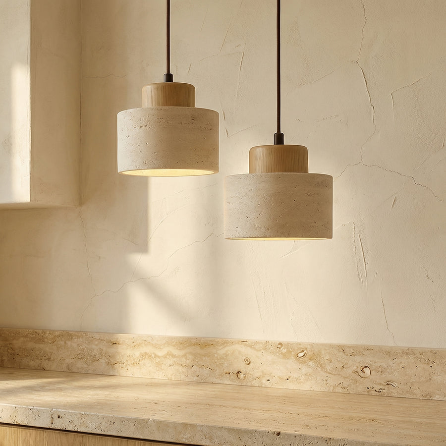 Travertine Stone Pendant Light Fixture-Lighting > Pendant Lights-casanuva-casanuva