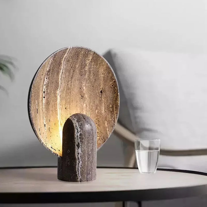 Travertine Stone Table Lamp with Mineral Finish-Lighting > Table Lamps-casanuva-casanuva