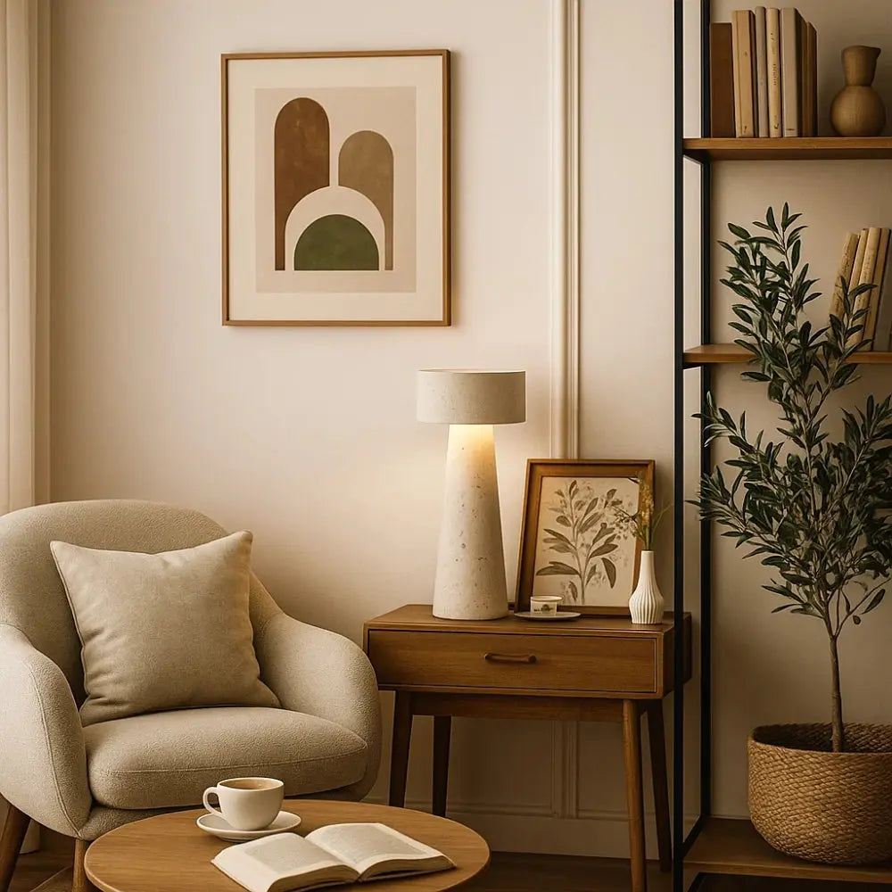 Travertine Table Lamp Antique Sculpture-Lighting > Table Lamps-casanuva-casanuva