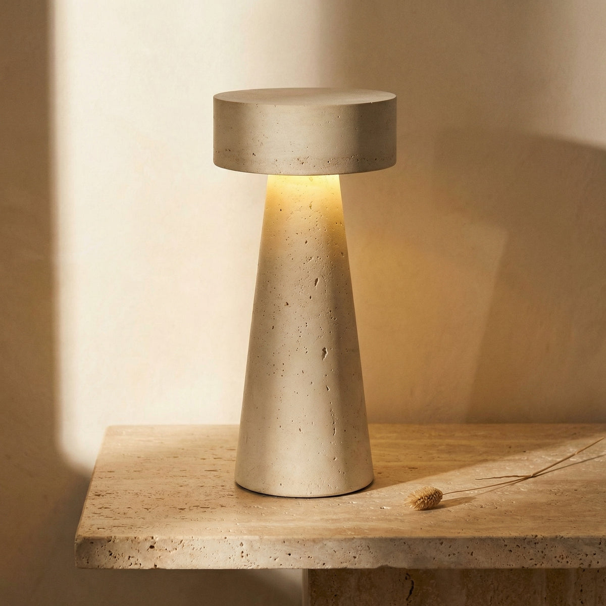 Travertine Table Lamp Antique Sculpture-Lighting > Table Lamps-casanuva-casanuva