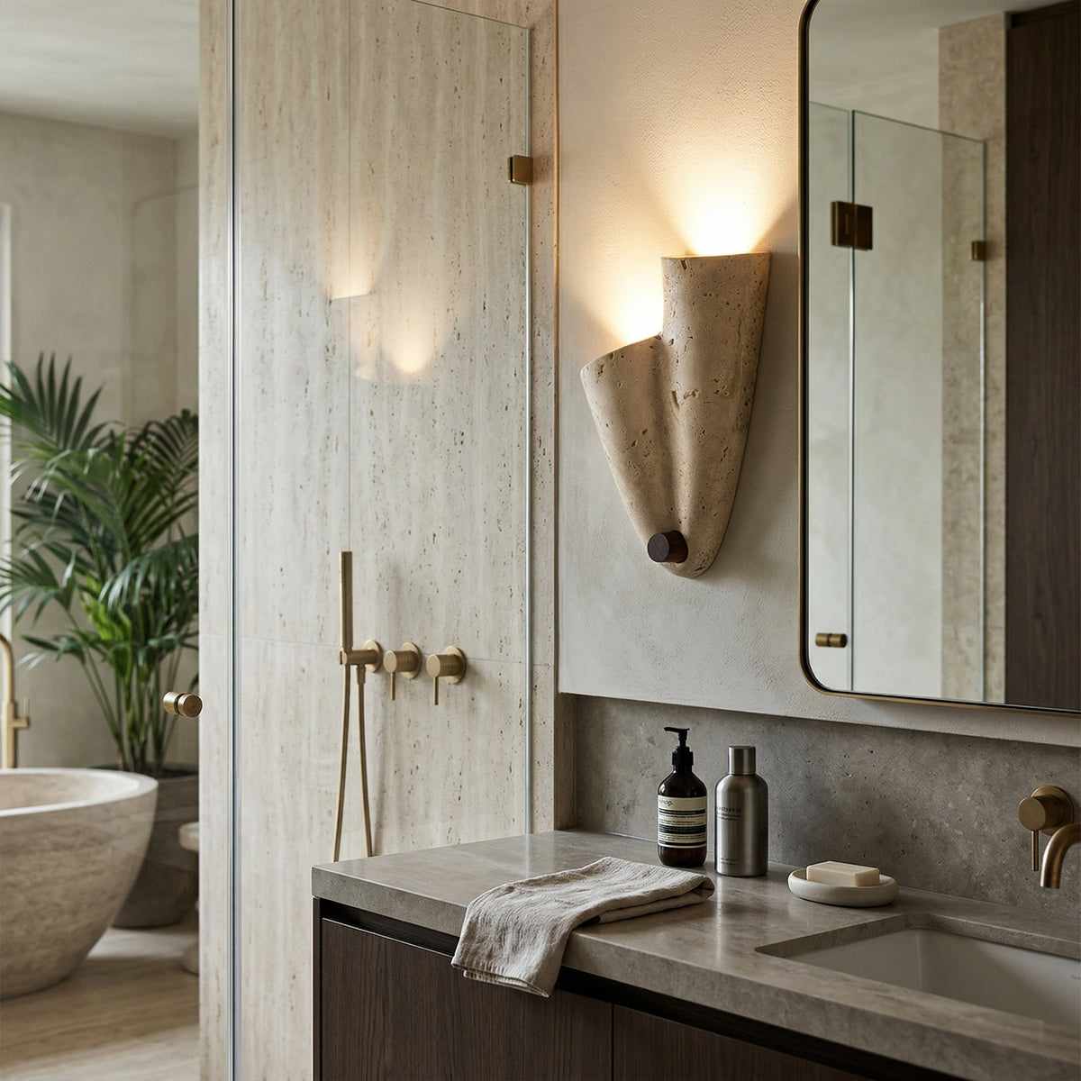 Travertine Wall Lamp-Lighting > Wall Lights-casanuva-casanuva