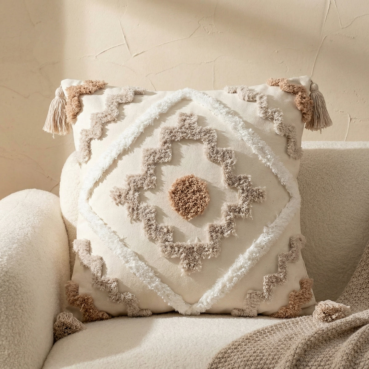 Tufted Bohemian Pillow Cover-Covers & Textiles > Cushion Covers-casanuva-casanuva
