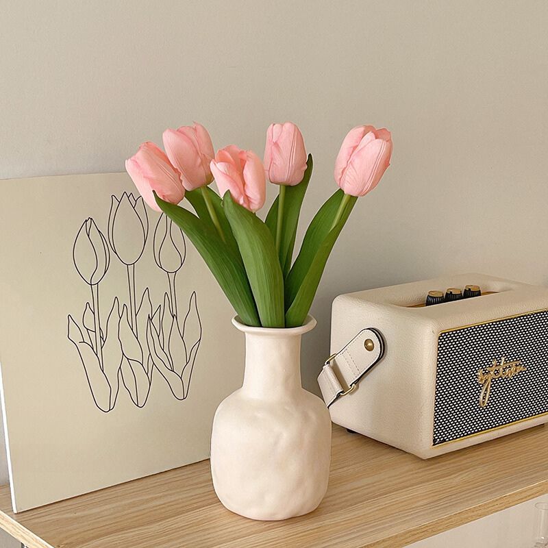 Tulip Glass Vase Set-Home Decor > Vases-casanuva-Tulipes roses-Avec vase-casanuva