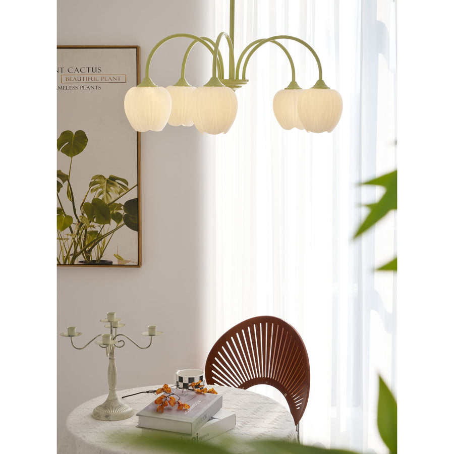 Tulip Matcha Chandelier Light Fixture-Lighting > Chandeliers & Pendant Lights-casanuva-casanuva