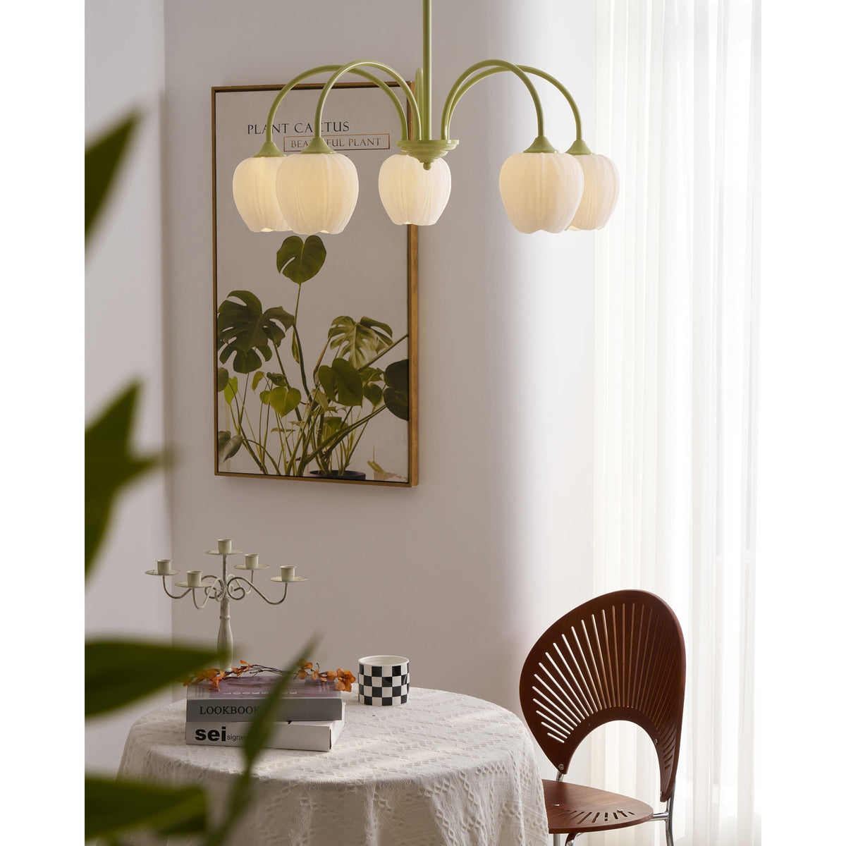 Tulip Matcha Chandelier Light Fixture-Lighting > Chandeliers & Pendant Lights-casanuva-casanuva